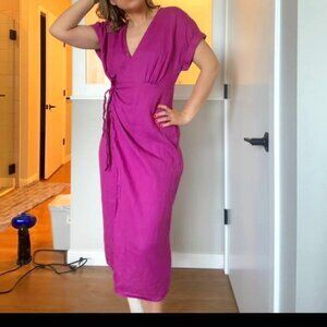 Elegant Pink Wrap Dress